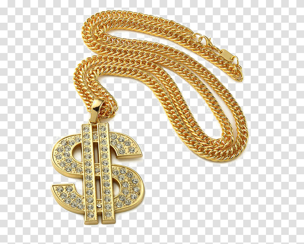 Download Hd Thug Life Dollar Gold Chain Gold Dollar Sign Chain, Necklace, Jewelry, Accessories, Accessory Transparent Png