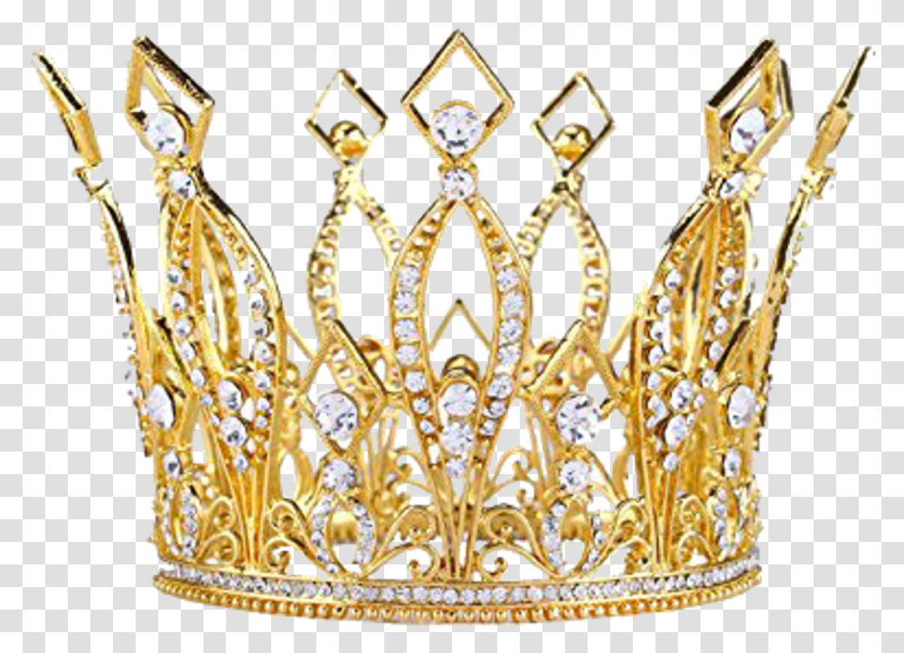 Download Hd Tiara Sticker Gold Queen Crown Queen Gold Crown, Chandelier, Lamp, Accessories, Accessory Transparent Png