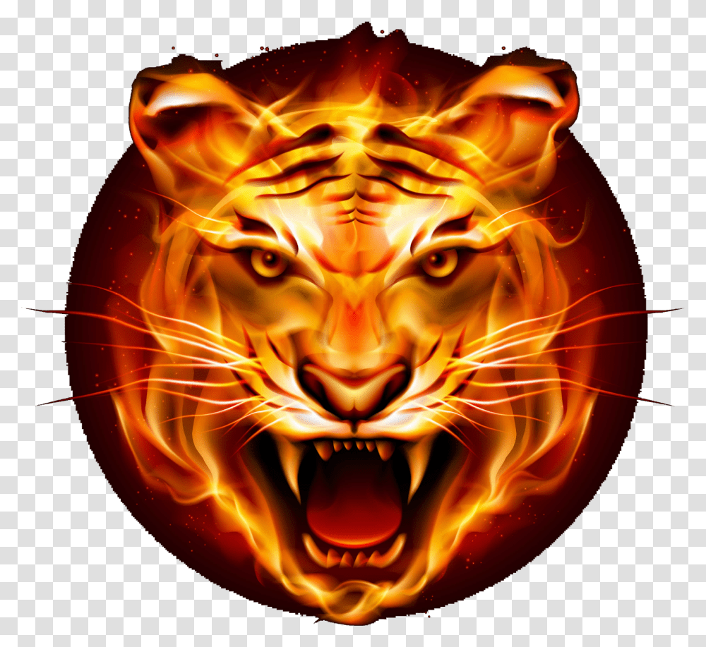 Download Hd Tiger Logo Tiger Logo Hd, Pattern, Ornament, Bonfire, Flame Transparent Png