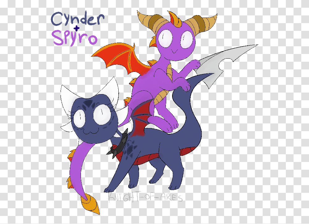 Download Hd Tiny Cynder Plus Spyro By Knight Cartoon Dragon, Poster, Advertisement, Person, Human Transparent Png