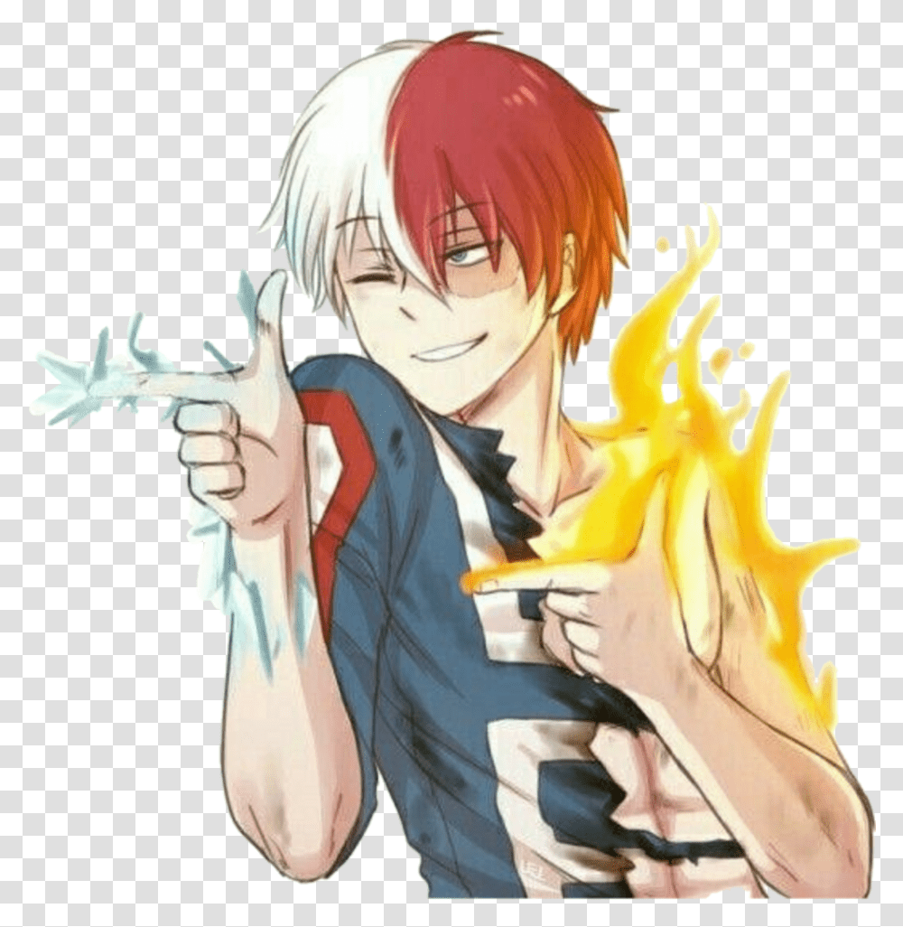 Download Hd Todoroki Shoto Shouto Anime Guy Finger Guns, Manga, Comics, Book, Person Transparent Png