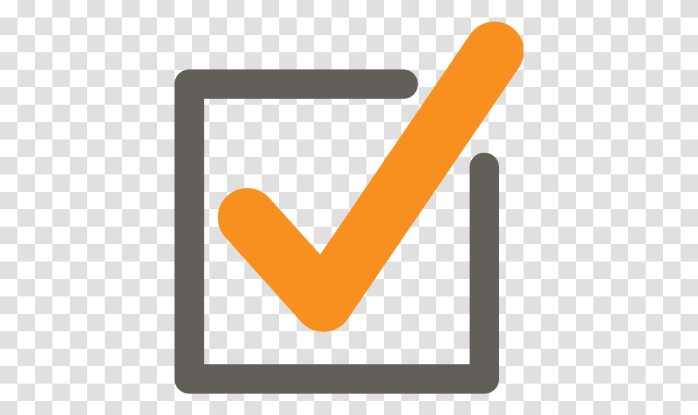 Download Hd Tornado Safety Tips Check Icon Orange Icon Check Mark Orange, Text, Alphabet, Label, Number Transparent Png