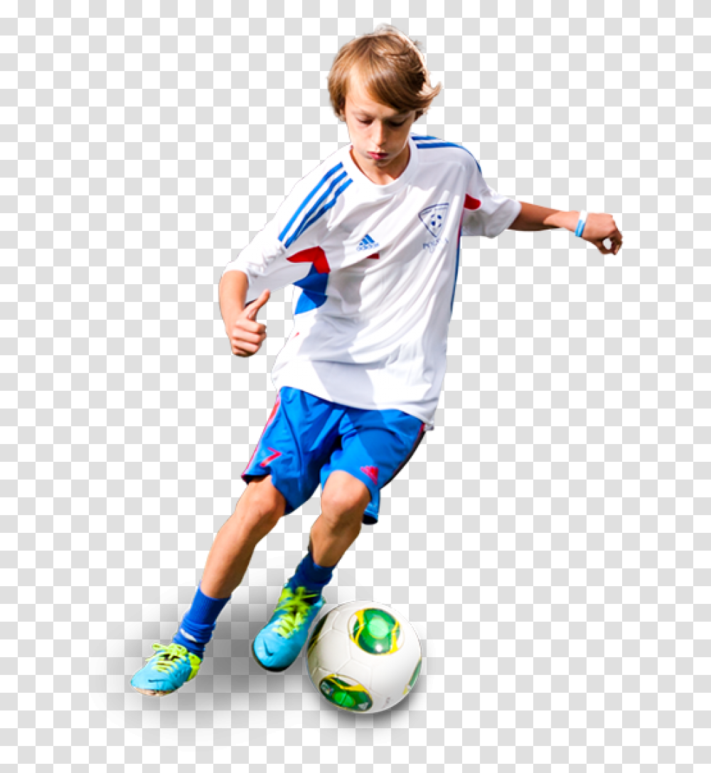 Download Hd Training Aims Kids Play Football Child Playing Football, Person, Human, Soccer Ball, Team Sport Transparent Png