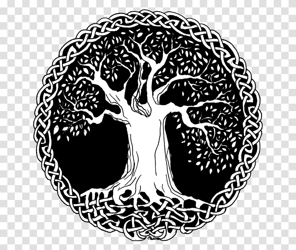 Download Hd Tree Of Life Celtic Tree Of Life, Plant, Painting, Art, Stencil Transparent Png