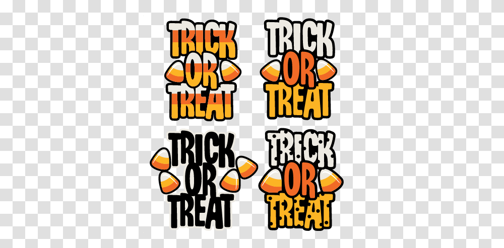 Download Hd Trick Or Treat Title Scrapbook Cut File Cute Trick Or Treat Halloween Clipart, Label, Text, Food, Plant Transparent Png
