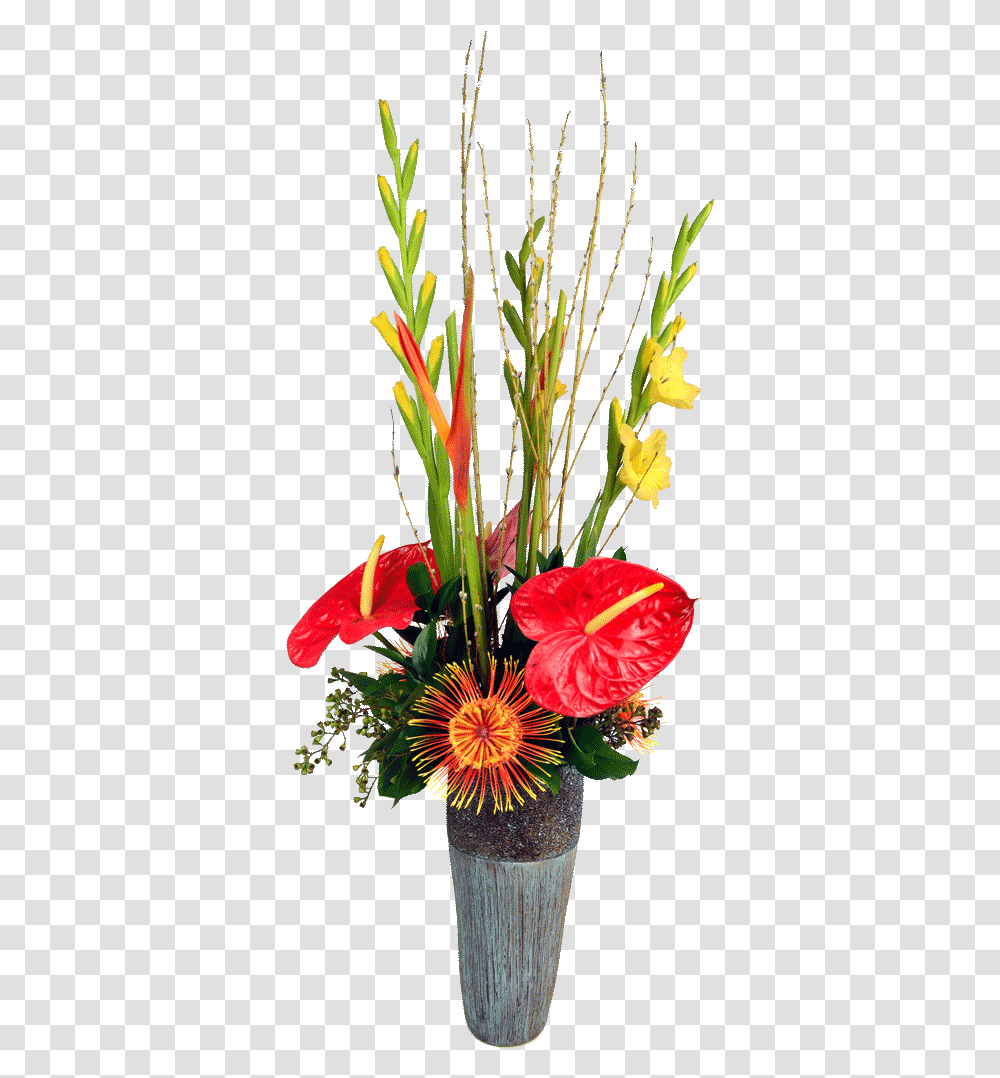 Download Hd Tropical Flower Vase Big Size Flower Vase, Plant, Blossom, Flower Arrangement, Pineapple Transparent Png