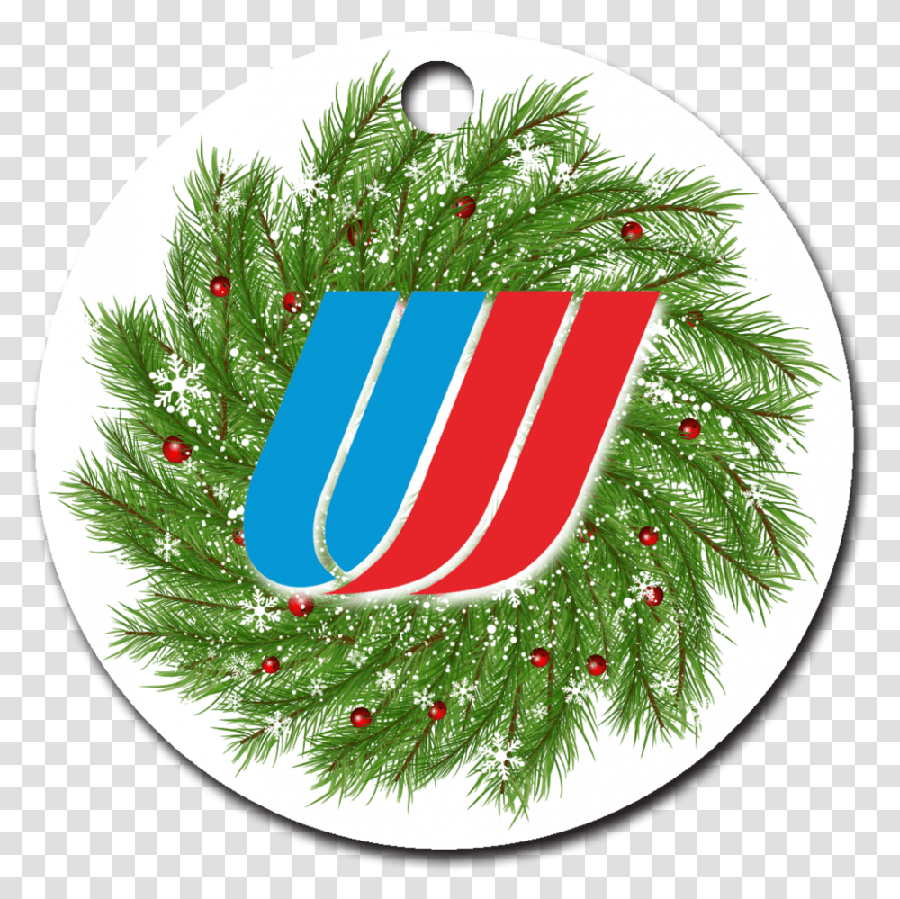 Download Hd United Airlines Tulip Logo Ornaments Christmas Day, Tree, Plant, Wreath, Christmas Tree Transparent Png