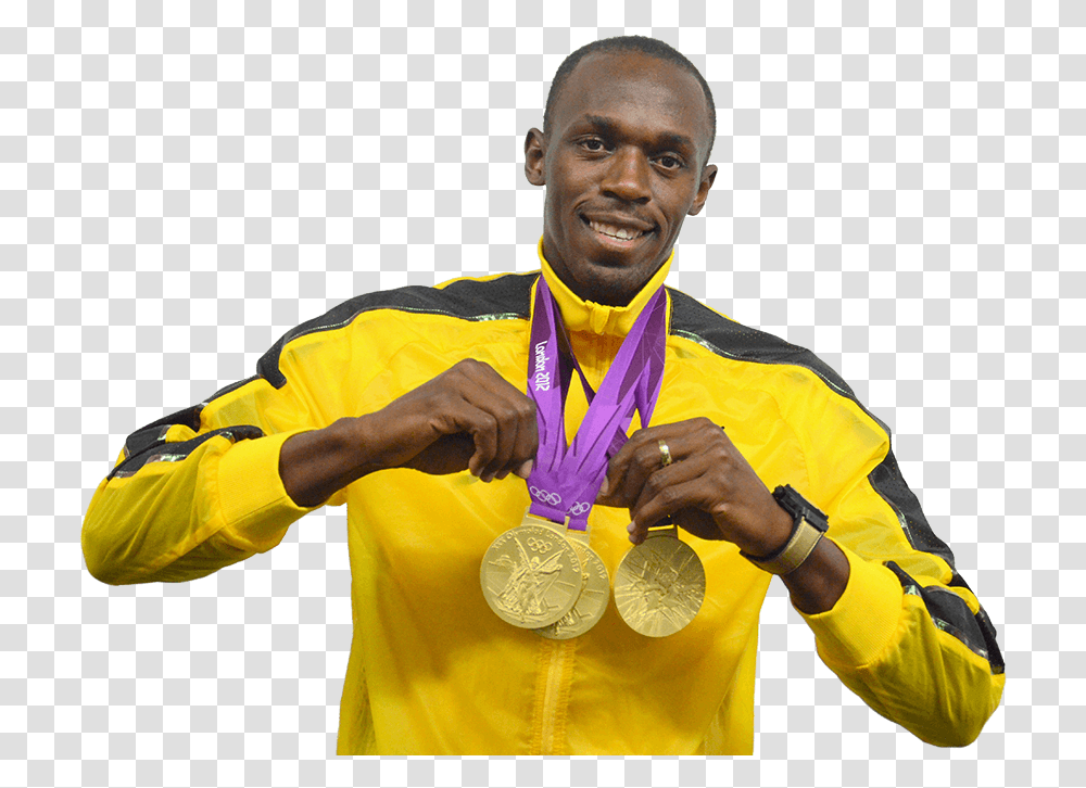 Download Hd Usain Bolt Olympics Gold Medal Usain Bolt, Trophy, Person Transparent Png