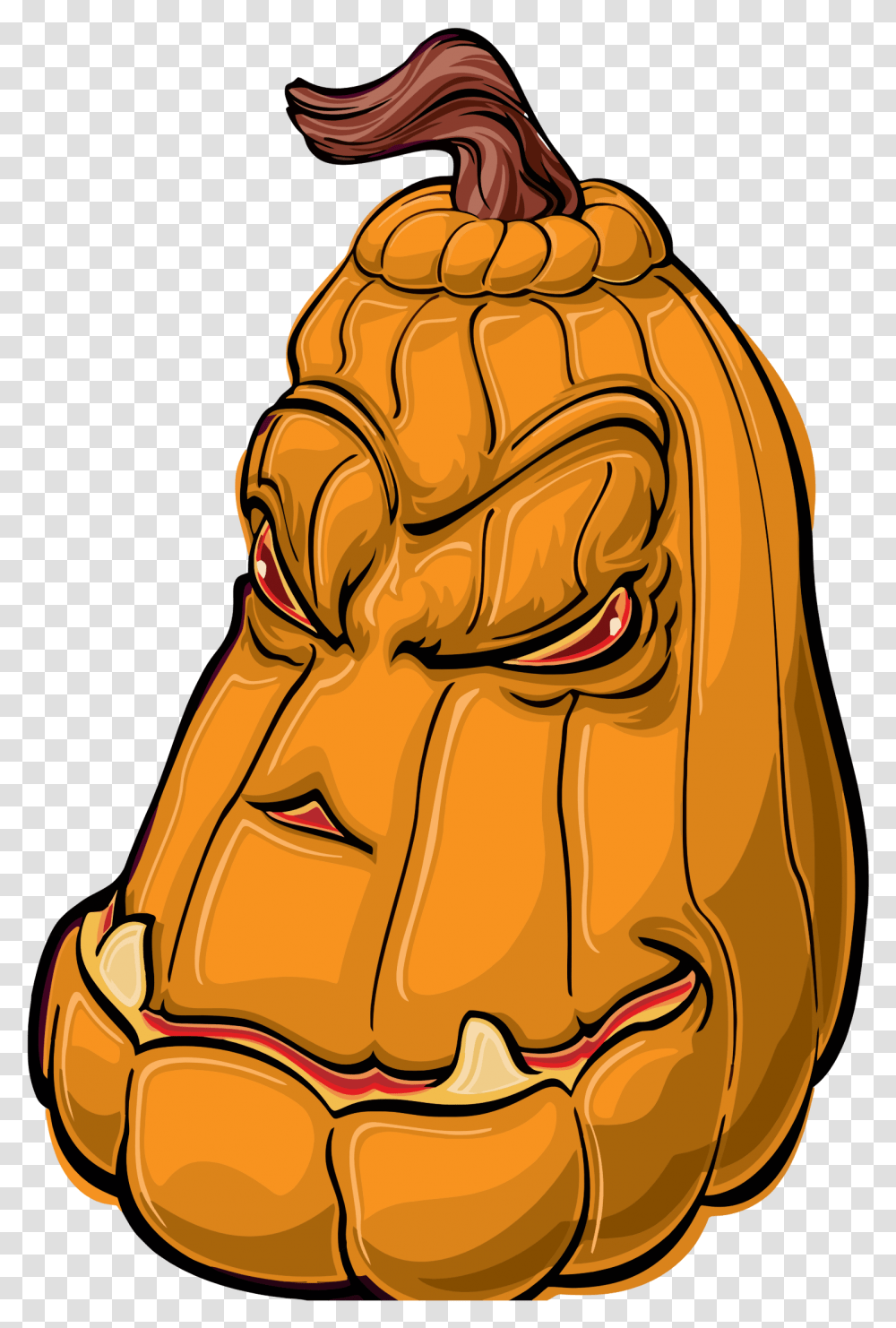 Download Hd Vacation Pumpkin Halloween Cartoon Happy Kartun Keren, Worship, Buddha, Bag, Statue Transparent Png