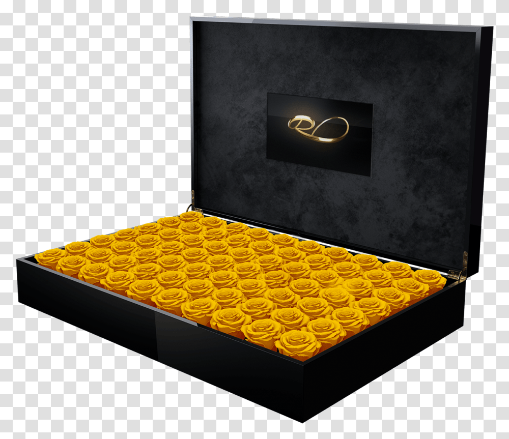 Download Hd Video Flower Box Presidential With 70 Preserved Box, Rug, Furniture, Gold, Label Transparent Png