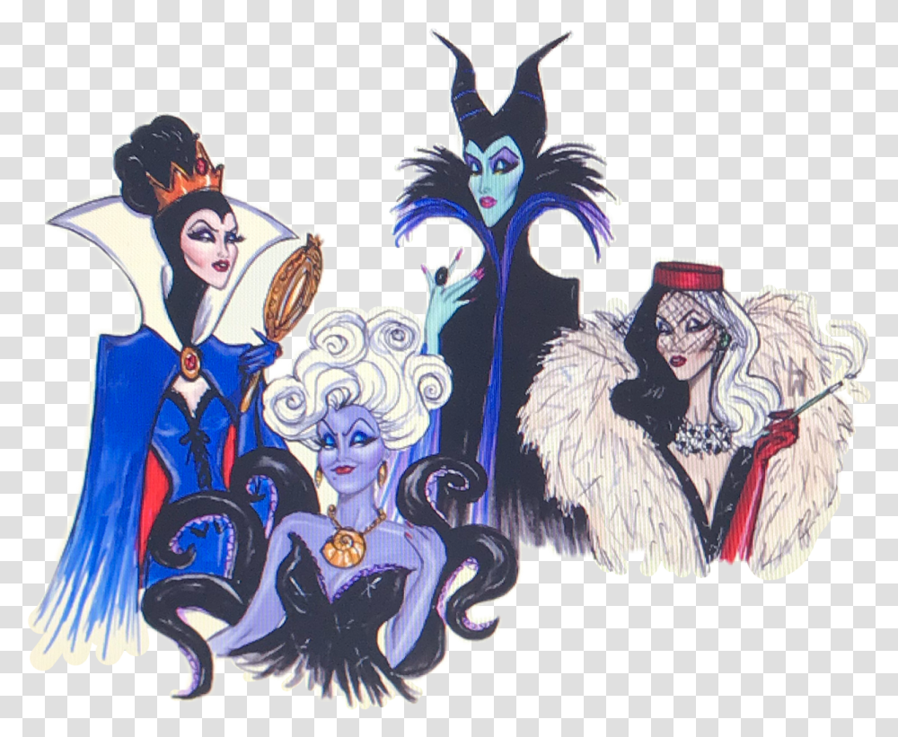 Download Hd Villain Vogue Disney Freetoedit Ursula Evil Queen Maleficent Cruella De Vil, Person, Doodle, Drawing, Art Transparent Png