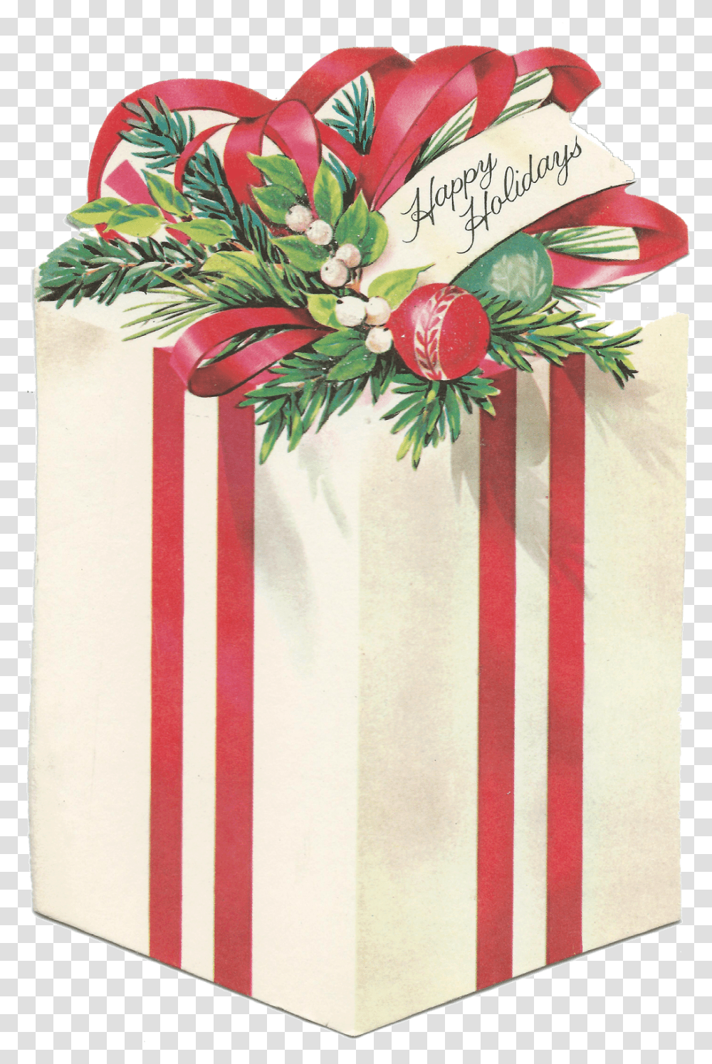 Download Hd Vintage Christmas Presents Vintage Vintage Christmas Gift Clip Art, Graphics, Floral Design, Pattern, Rug Transparent Png