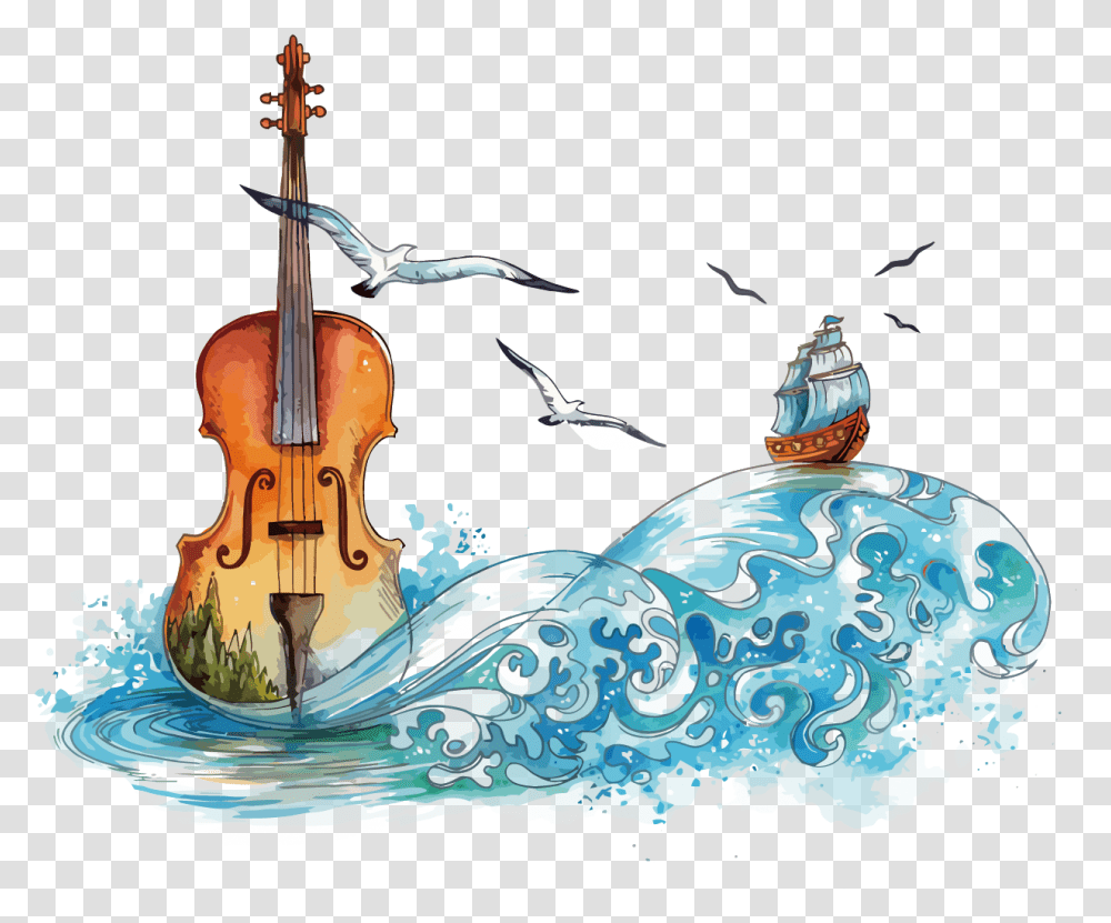 Download Hd Violin Watercolor Painting Watercolor Violin Instruments, Leisure Activities, Bird, Animal, Musical Instrument Transparent Png