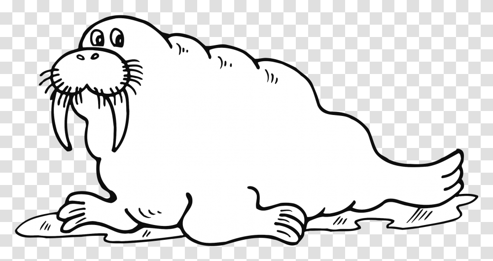Download Hd Walrus Walrus Clipart Black And White, Mammal, Animal, Wildlife, Sea Life Transparent Png