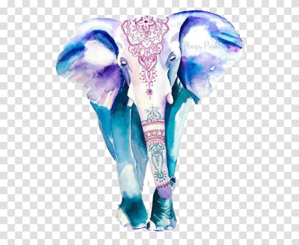 Download Hd Water Color Elephant Image Watercolor Elephant, Costume, Clothing, Person, Crowd Transparent Png