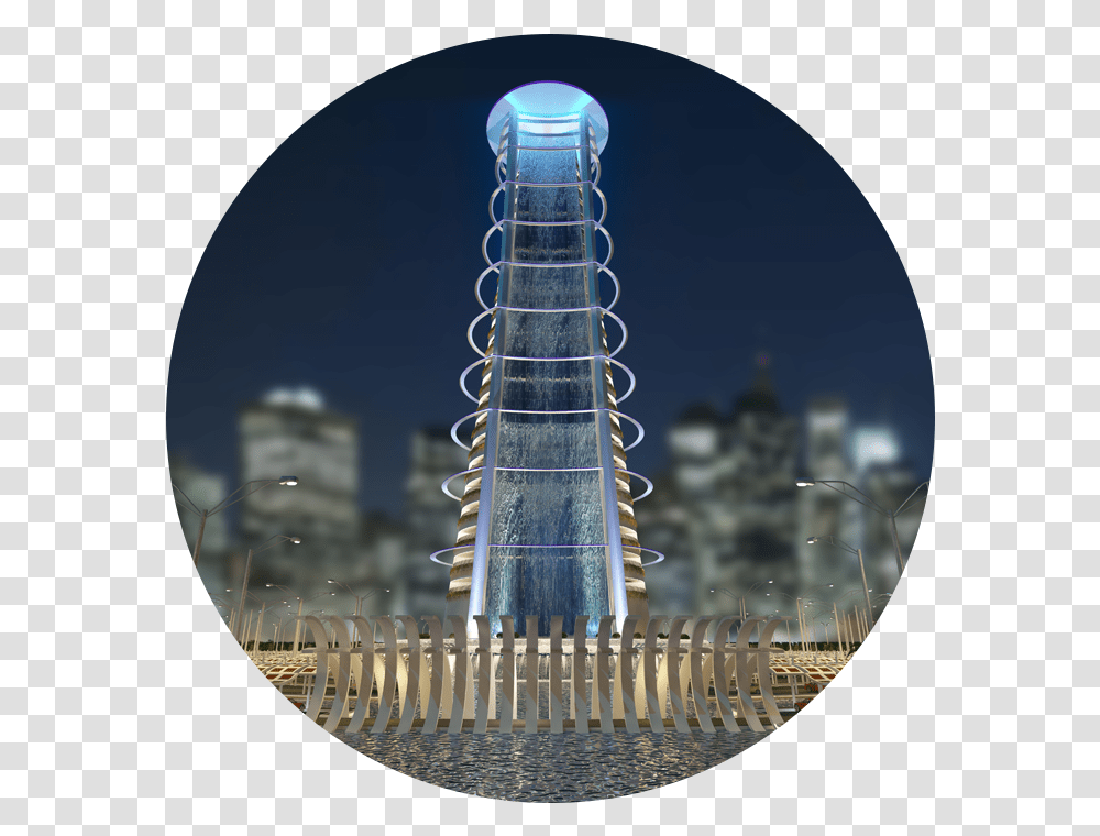 Download Hd Water Tower Circle Image Circle, Architecture, Building, Chandelier, Lamp Transparent Png