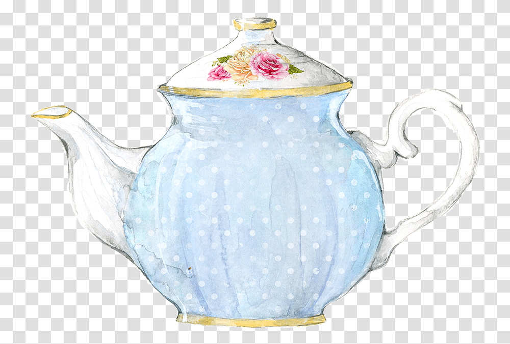 Download Hd Watercolor Teapot Teapot Watercolor, Porcelain, Art, Pottery, Wedding Gown Transparent Png
