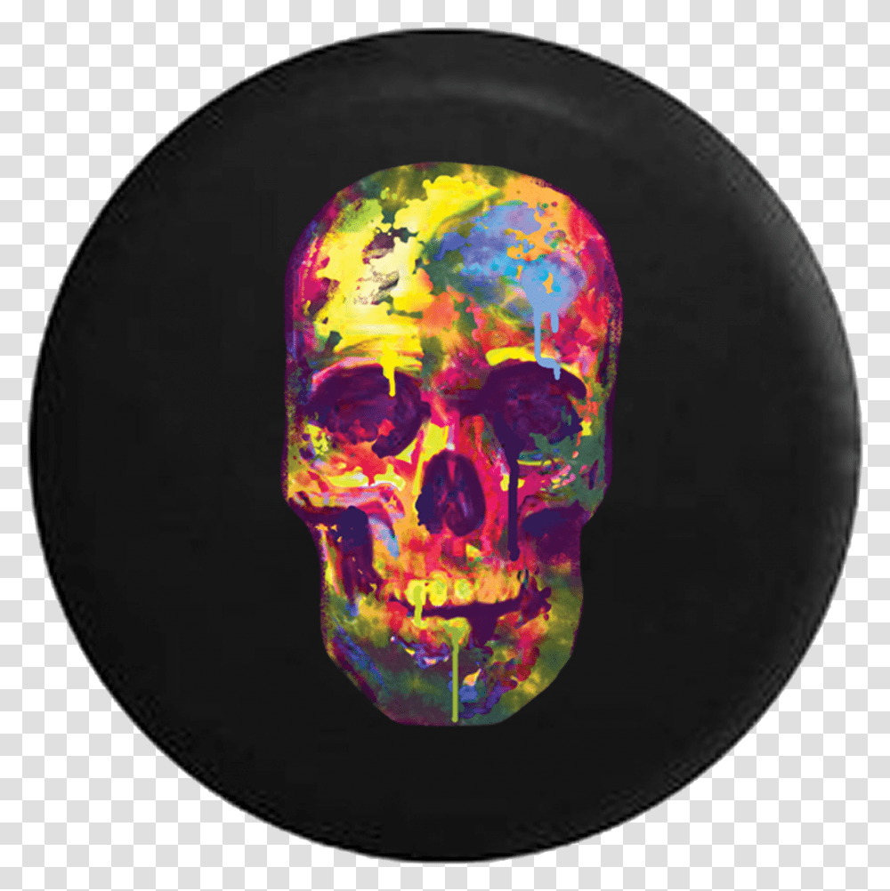 Download Hd Watercolors Neon Dripping Paint Skull Jeep Neon Skull Painted, Head, Art, Painting, Crystal Transparent Png