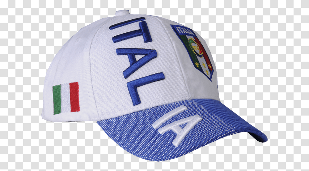 Download Hd White Italia 3d Embroidery Hat Baseball Cap Italia Hat, Clothing Transparent Png