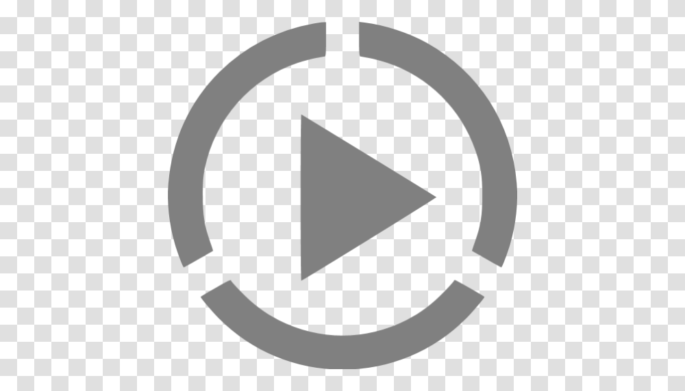 Download Hd White Play Play Video Icon White White Circle Grey Outline, Triangle, Label, Text, Axe Transparent Png