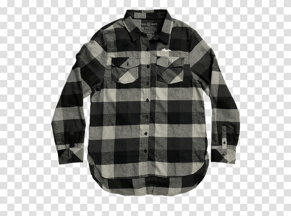 Download Hd Womens Black Black And White Flannel, Clothing, Apparel, Shirt, Dress Shirt Transparent Png