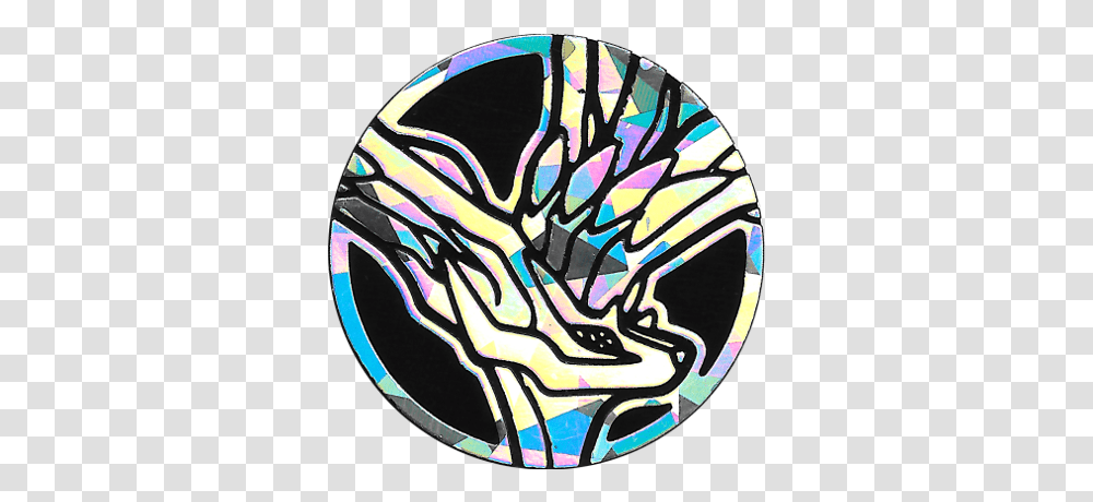 Download Hd Xybl Silver Xerneas Coin Card Scan Pokemon Xerneas Coin, Art, Rug, Stained Glass, Hand Transparent Png