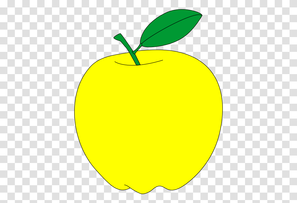 Download Hd Yellow Apple With Green Leaf Free Vector Clipart Yellow Apple Clip Art, Plant, Fruit, Food, Produce Transparent Png