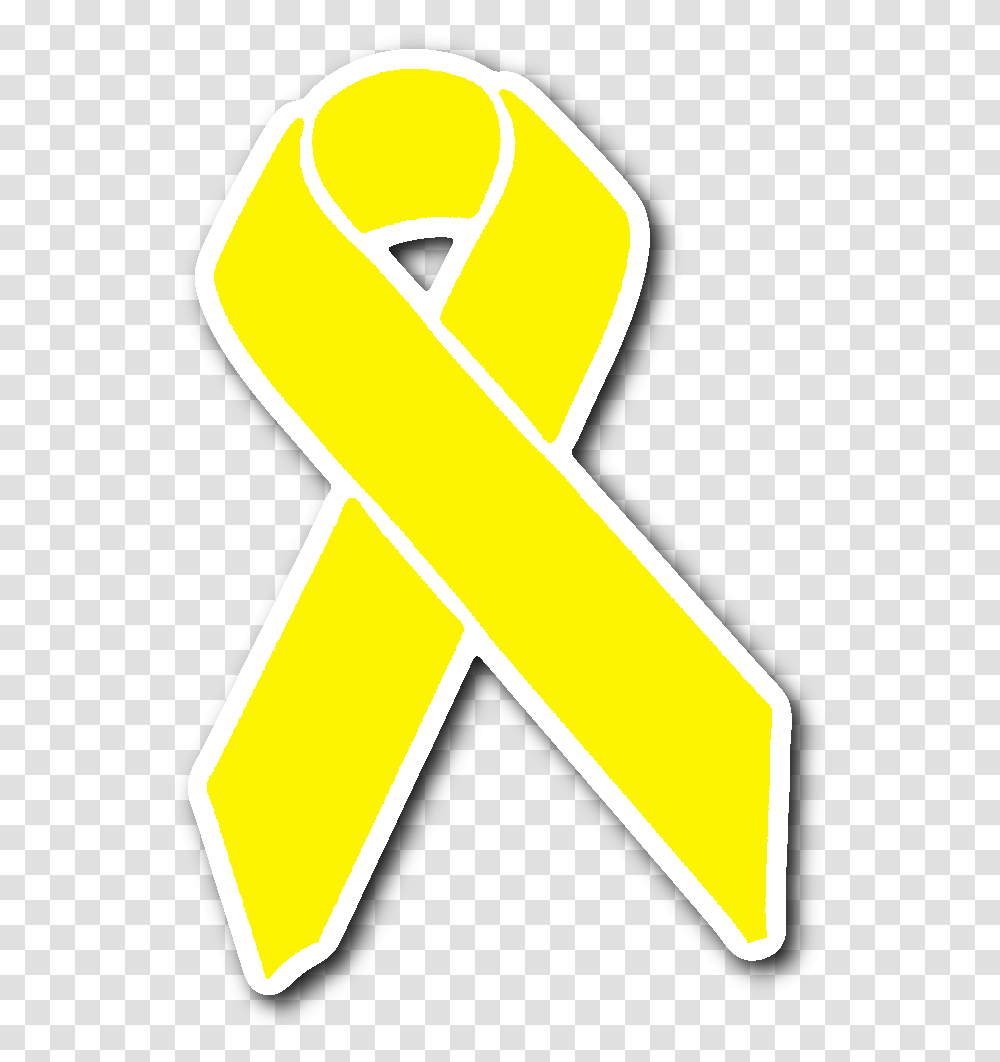Download Hd Yellow Awareness Ribbon Image Sign, Symbol, Text, Sash, Label Transparent Png