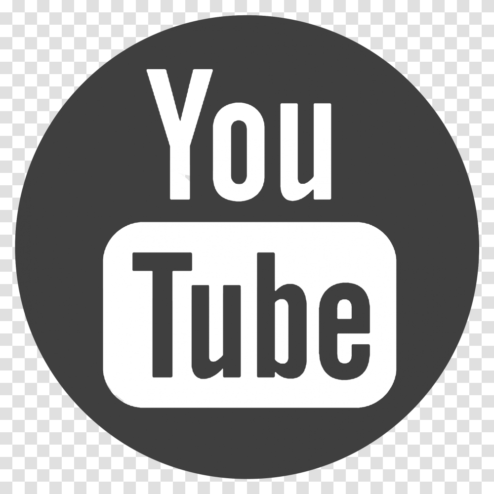 Download Hd Youtube Circle Icon Youtube Icon Black And White, Label, Text, Logo, Symbol Transparent Png