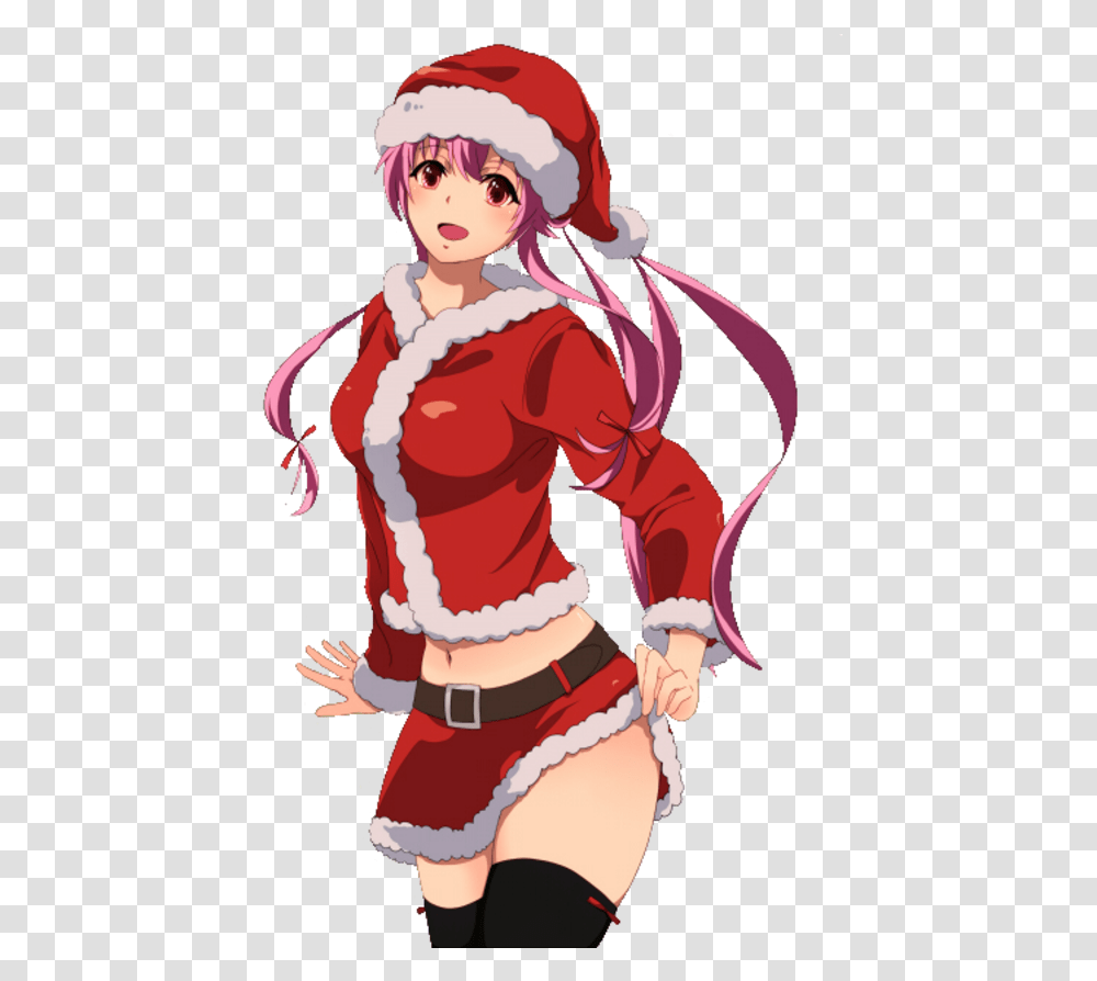 Download Hd Yuno Gasai Human Hair Color Fictional Character Yuno Gasai Merry Christmas, Comics, Book, Manga, Costume Transparent Png