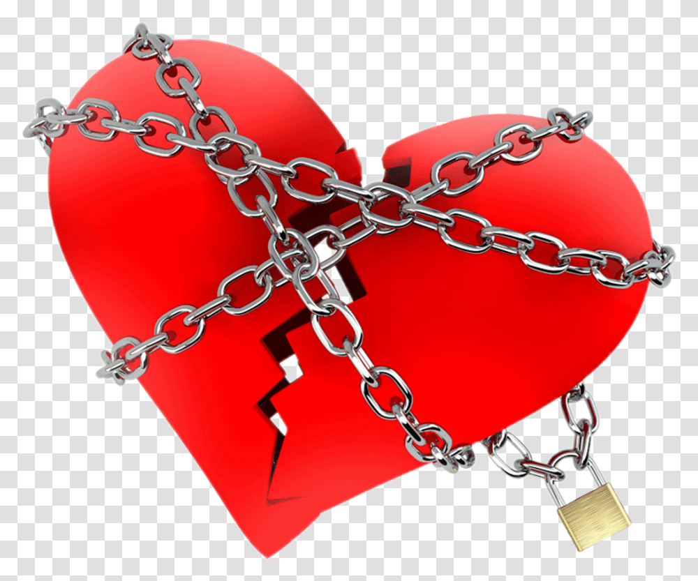 Download Heart Chain Brokenheart Hate Love Red Lock Truelove Broken Heart With Chains, Bow, Text, Hip, Bag Transparent Png