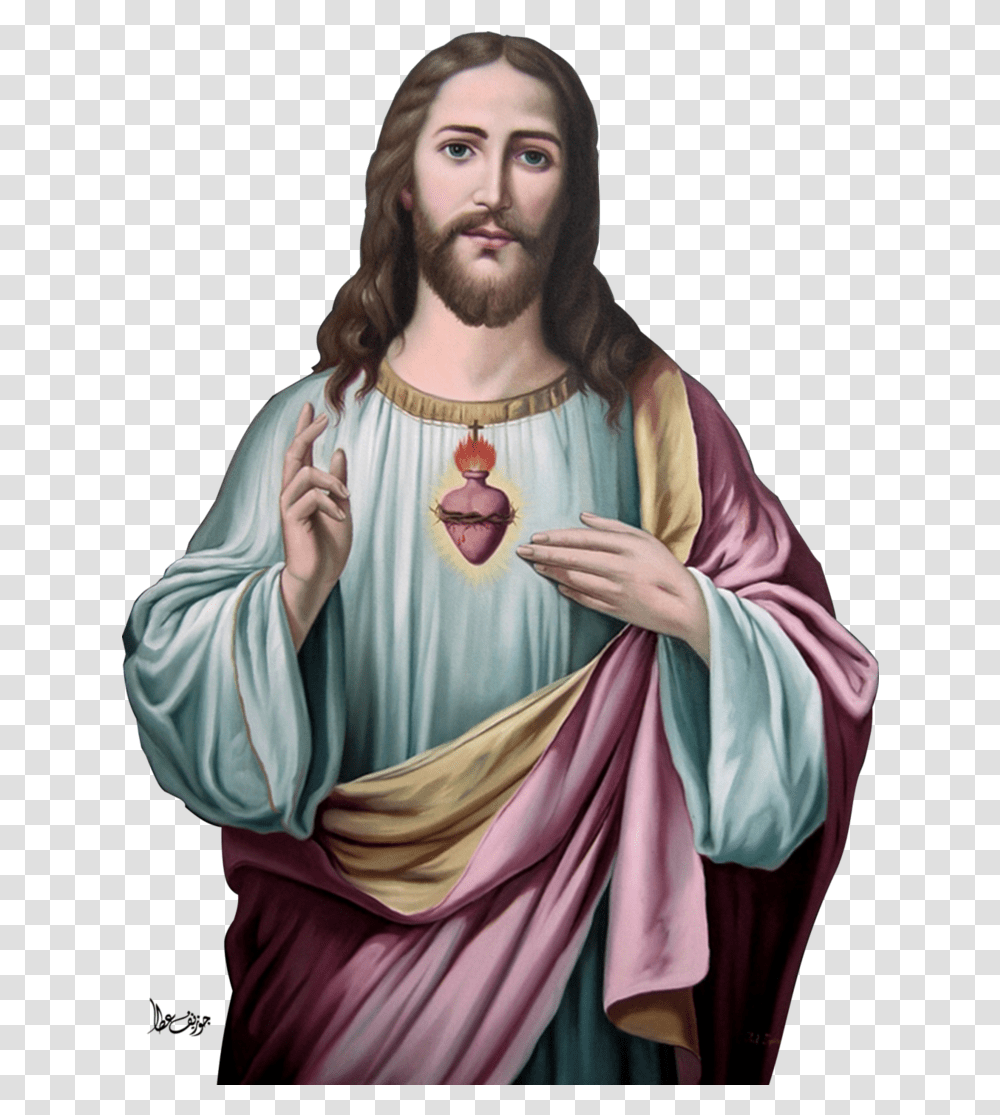 Download Heart Christ God Jesus Religion Sacred Prayer Hq Jesus Christ Images, Clothing, Person, Cloak, Fashion Transparent Png