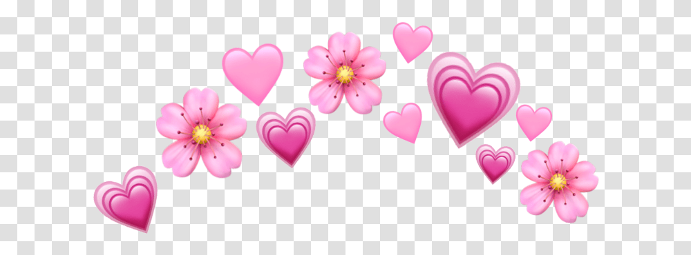 Download Heart Emoji Crown Purple Heart Crown, Petal, Flower, Plant, Blossom Transparent Png