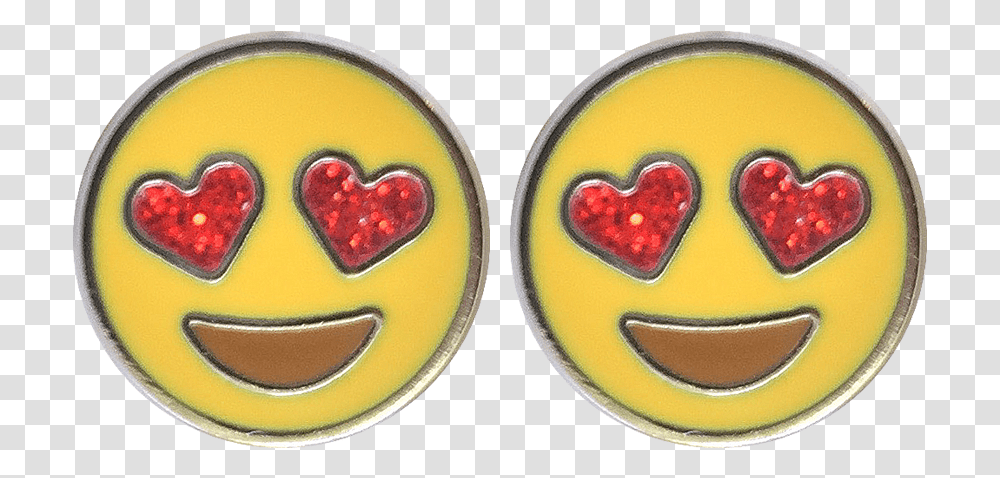 Download Heart Eyes Emoji Earrings Lapel Pin Full Size Smiley, Food, Sweets, Confectionery, Dish Transparent Png
