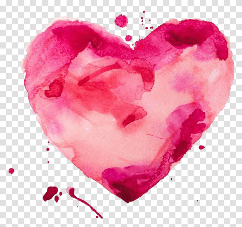 Download Heart Pink Watercolors Love Watercolor, Rose, Flower, Plant, Blossom Transparent Png