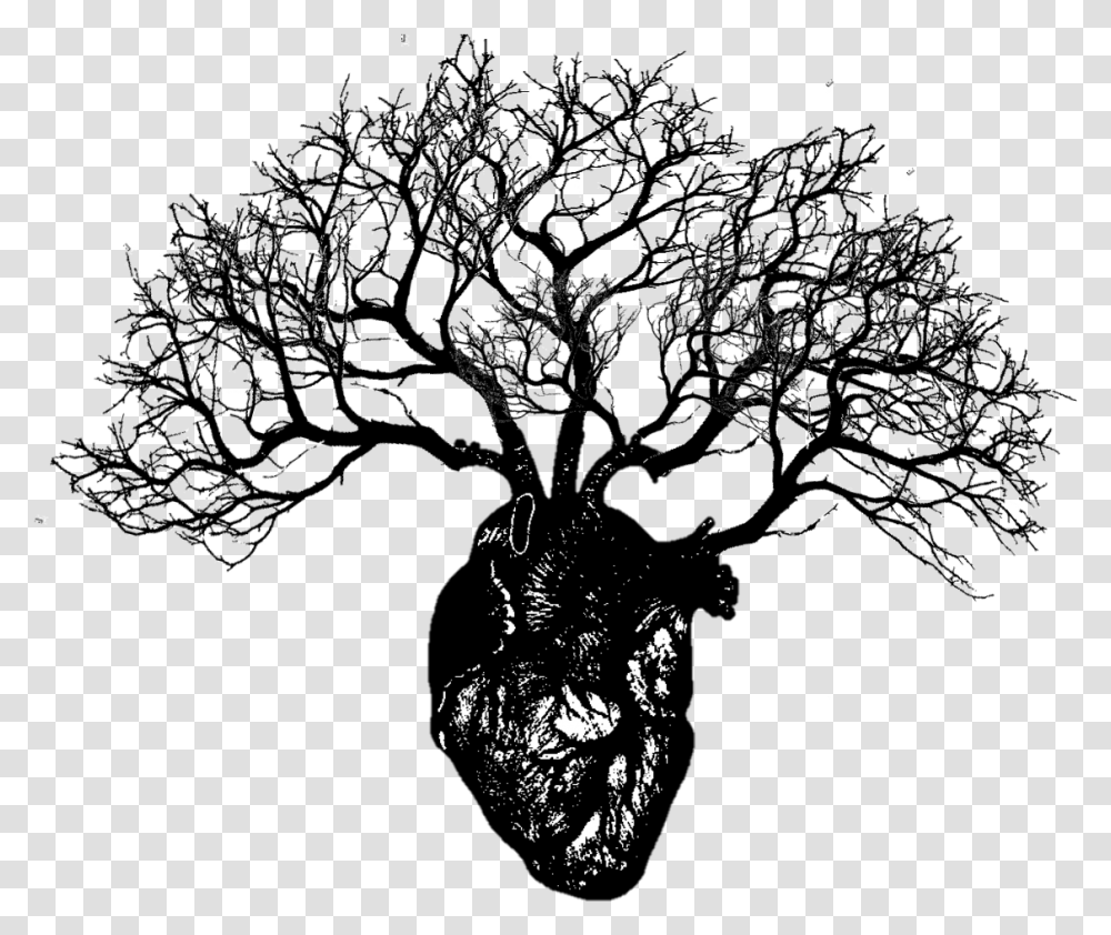 Download Heart Tree Human Heart With Branches Image Human Heart With Branches, Plant, Bush, Root, Flower Transparent Png