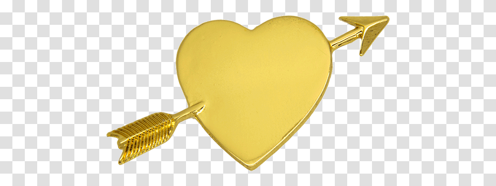 Download Heart With Arrow Pin Gold Arrow In Yellow Heart, Spoon, Cutlery, Cushion, Food Transparent Png