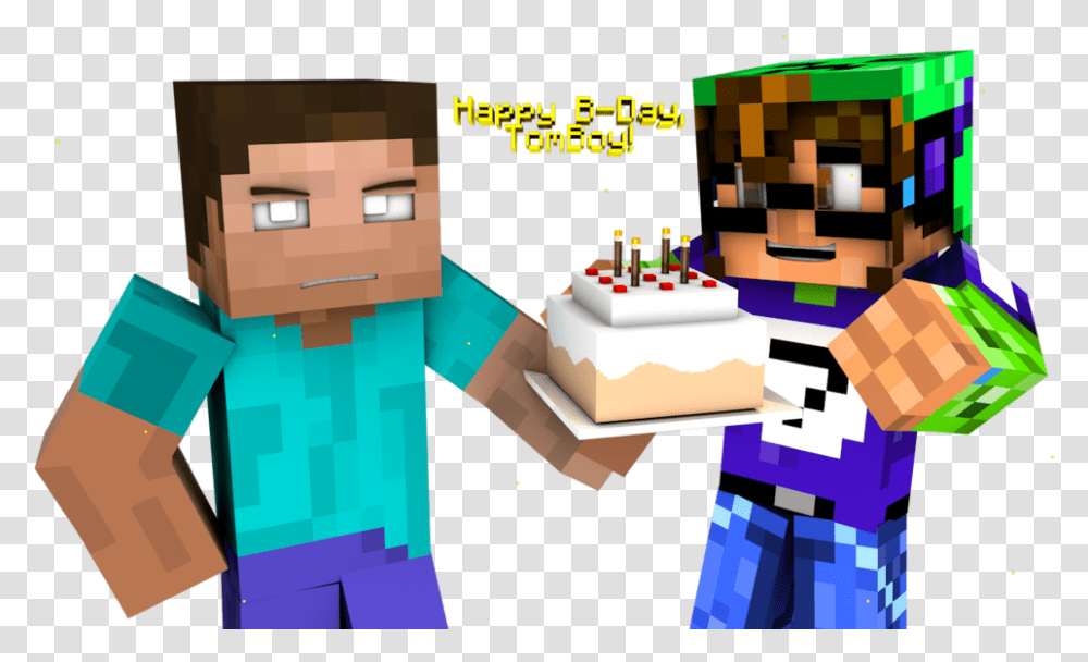 Download Herobrine Happy Happy Birthday Minecraft Happy Birthday Background, Toy, Birthday Cake, Dessert, Food Transparent Png