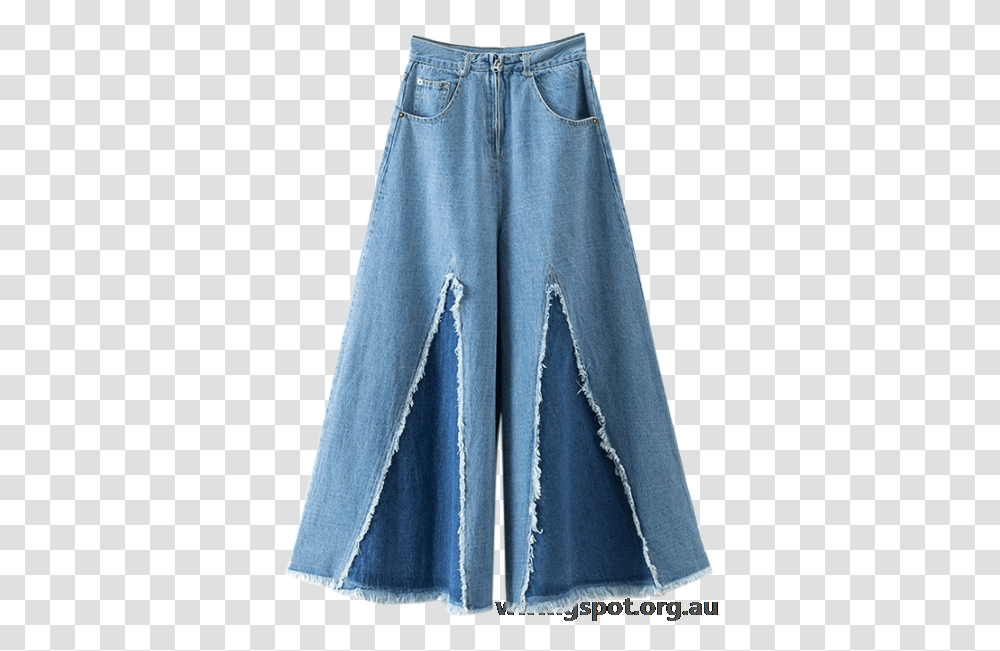 Download High Rise Frayed Culotte Jeans Pocket, Clothing, Apparel, Pants, Denim Transparent Png