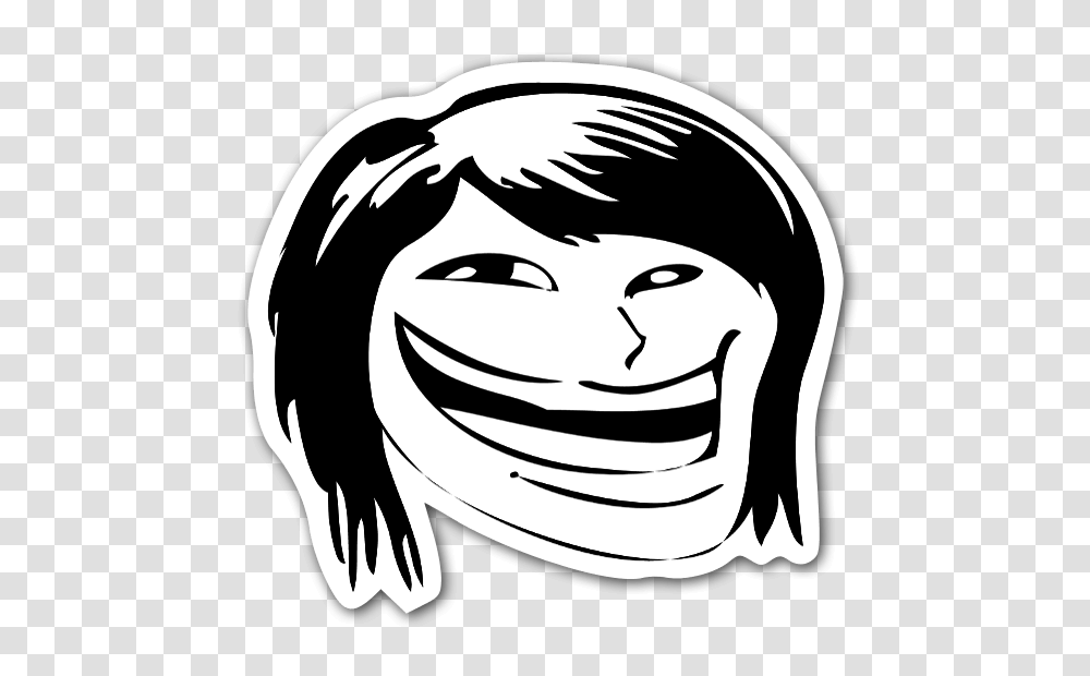 Download Higher Quality Forever Alone Guy Happy Rage Face Troll Face Girl, Stencil, Label, Text, Helmet Transparent Png