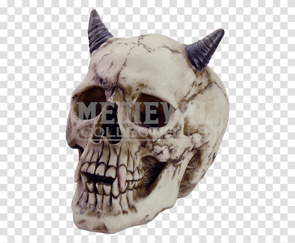 Download Horned Devil Skull Halloween Skulls With Horns Estatua De Diablo, Pottery, Head, Teapot, Jaw Transparent Png