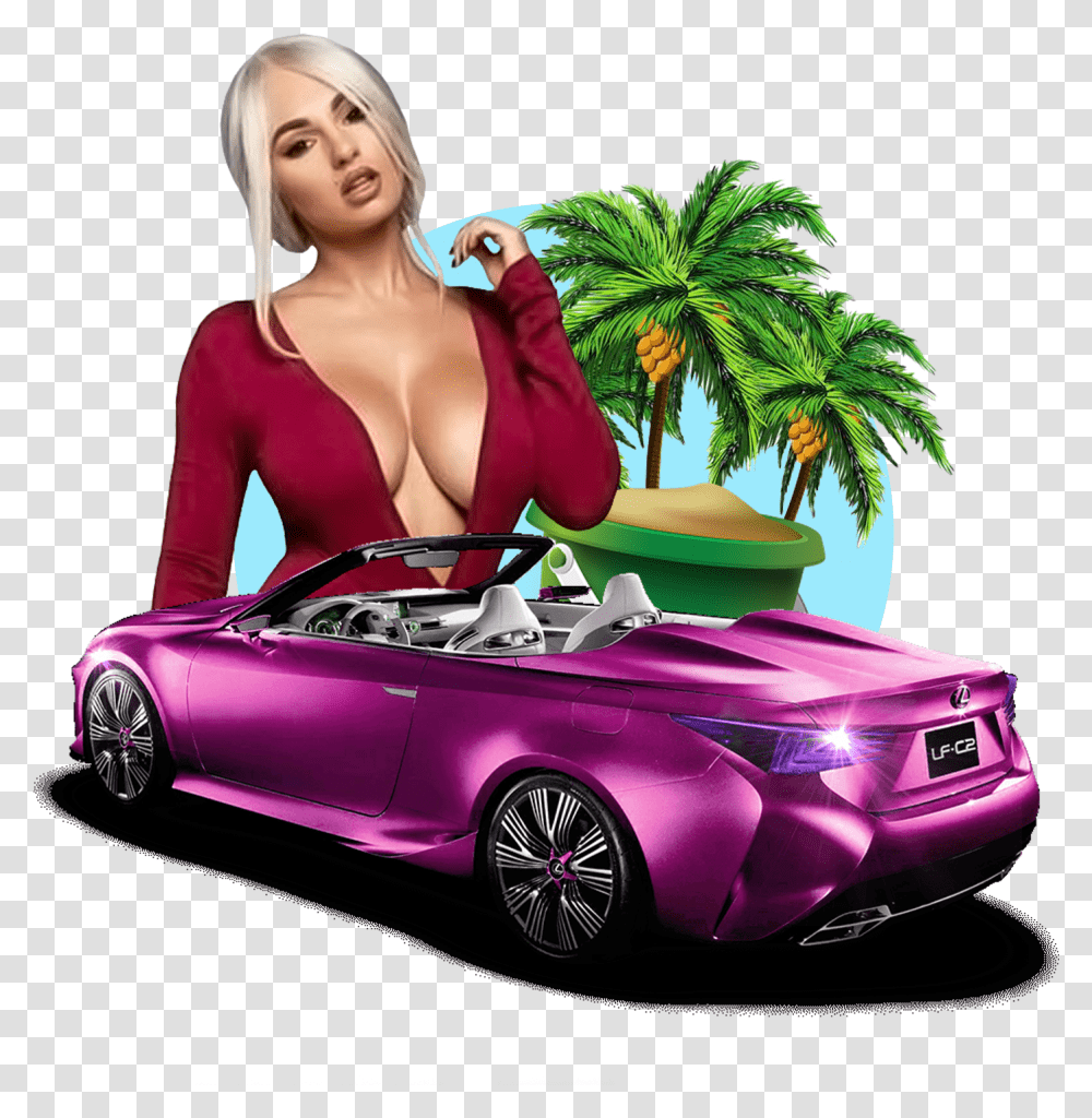 Download Hot Summer Background Peoplepng Party Flyers Coconut Tree Drawing, Convertible, Car, Vehicle, Transportation Transparent Png