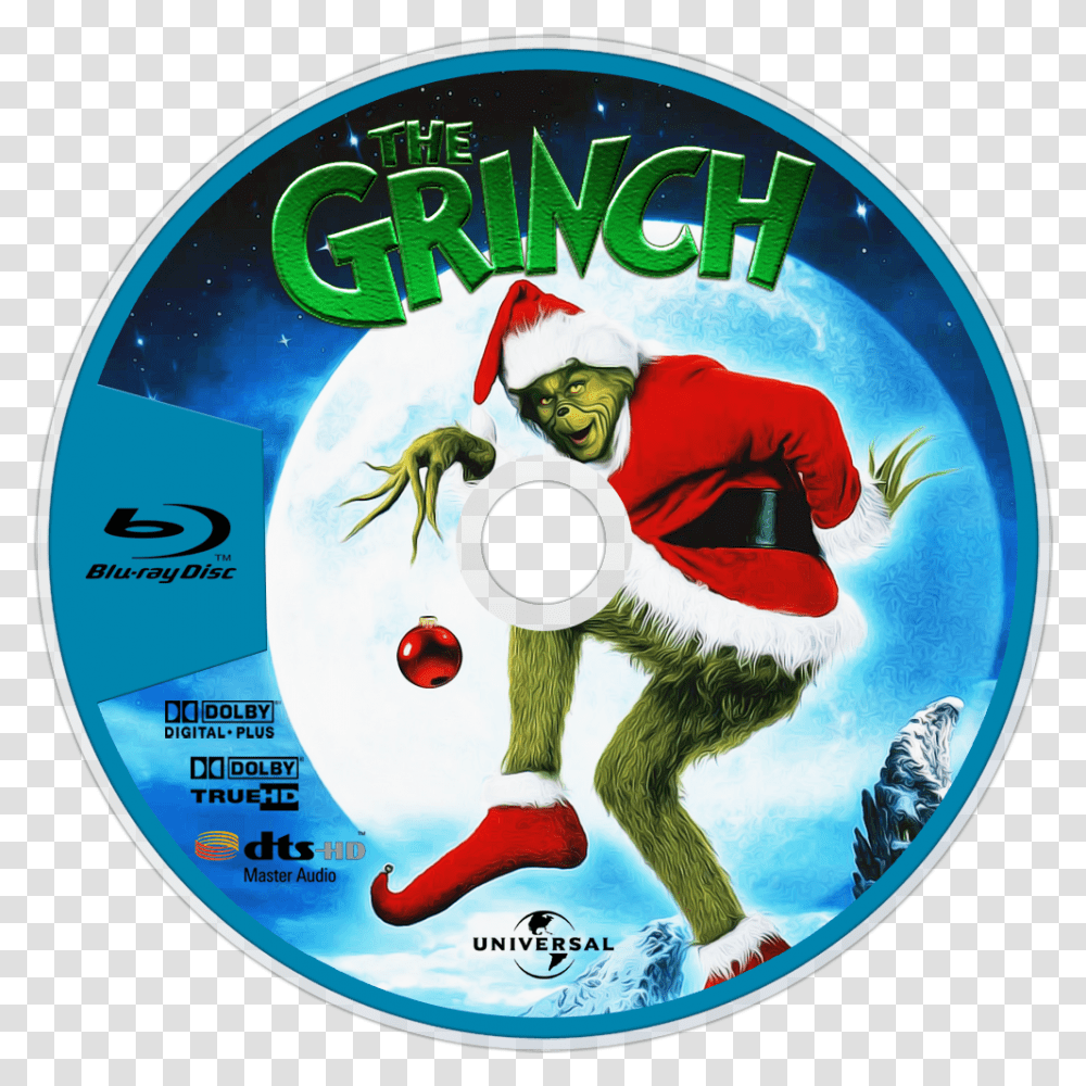 Download How The Grinch Stole Christmas Bluray Disc Image O Grinch Blu Ray, Disk, Dvd, Person, Human Transparent Png