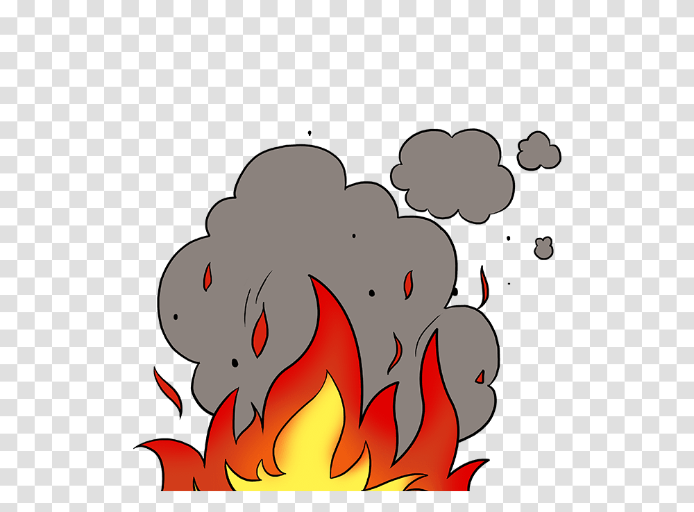 Download How To Draw Flames And Smoke Step By Step How To Fire And Smoke Cartoon, Painting, Bonfire, Snowman, Winter Transparent Png