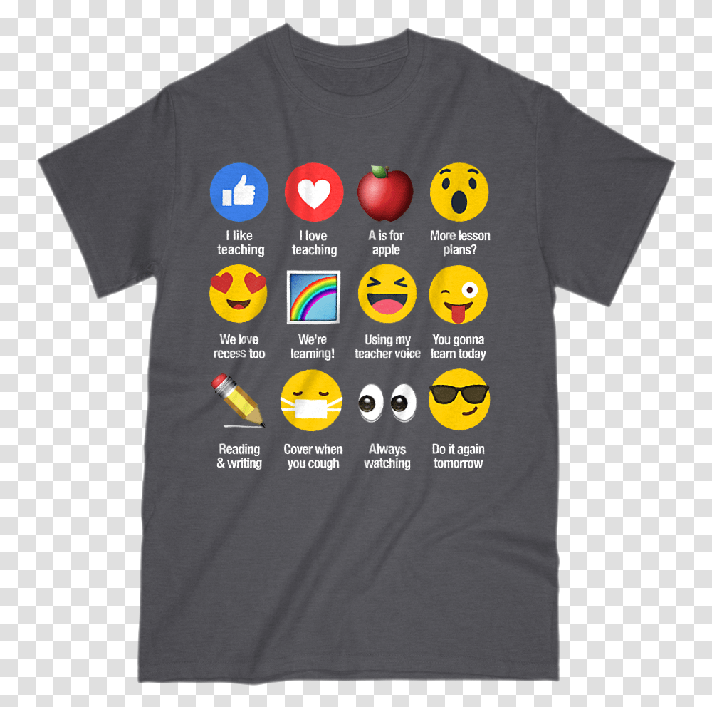 Download I Like Love Teaching Emoji Smiley, Clothing, Apparel, T-Shirt Transparent Png