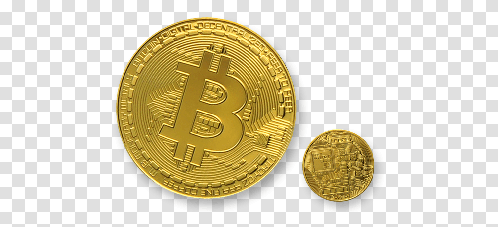 Download Image Bitcoin Real Gold Coin Full Size Monedas De Bitcoin, Clock Tower, Architecture, Building, Money Transparent Png