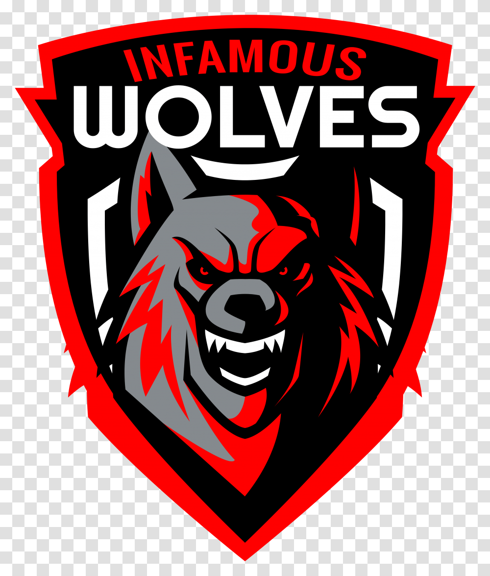Download Infamous Wolves Black And Red Wolf Logo, Label, Text, Poster, Advertisement Transparent Png