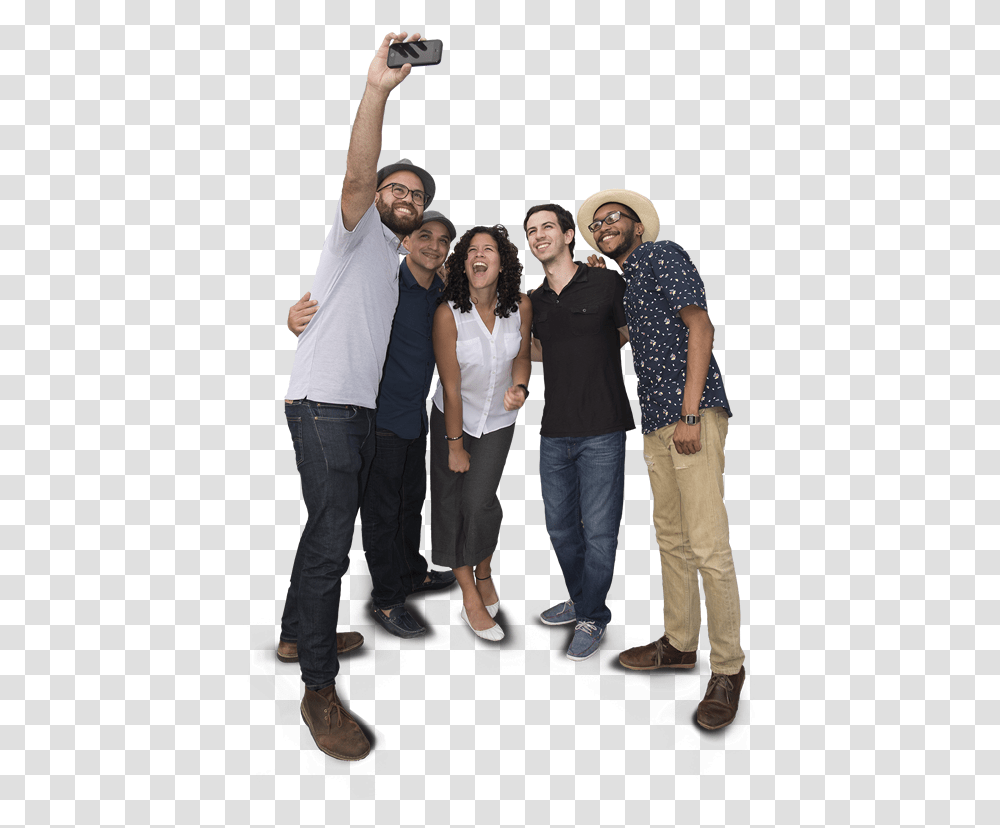 Download Information Group People Mobile Phones Selfie Of Group People, Person, Clothing, Shoe, Footwear Transparent Png
