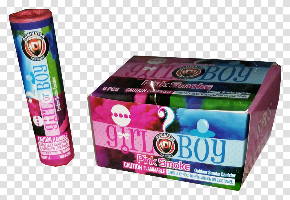 Download Is It A Boy Or Girl Pink Smoke 6 Pack Pink Bombs Gender Reveal Party, Box, Tin, Can, Aluminium Transparent Png