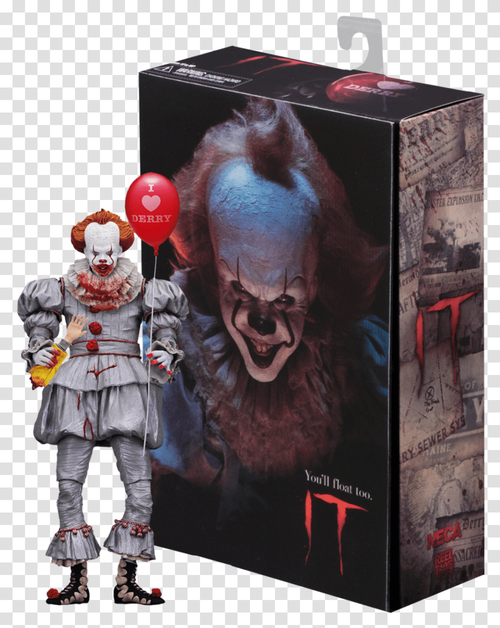 Download It Neca Ultimate Pennywise Image With No Neca Pennywise I Heart Derry, Person, Human, Poster, Advertisement Transparent Png